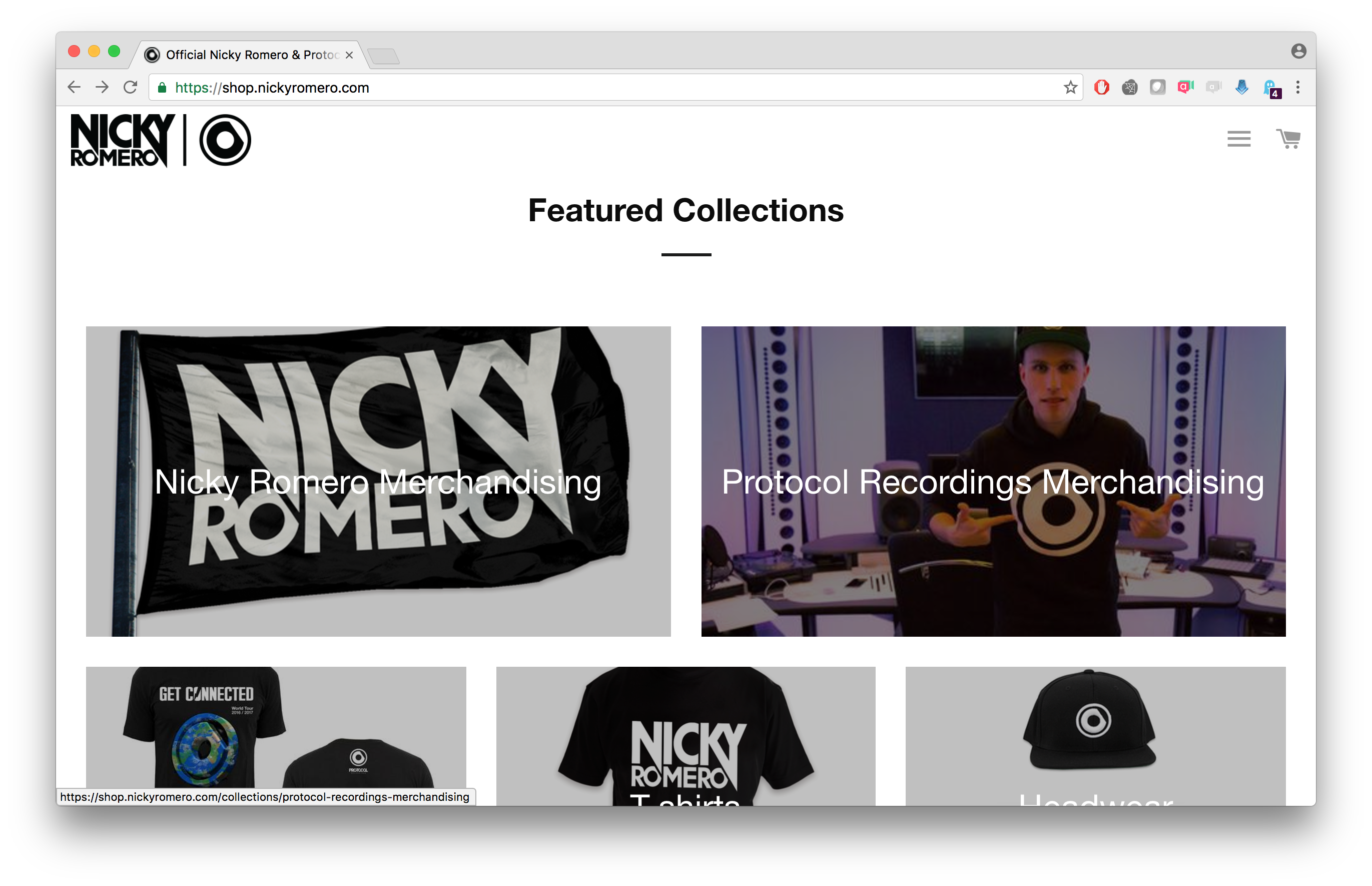 Van Ons deed Shopify Development voor onder andere DJ Nicky Romero. High-traffic merchandise shop verkoopt in alle landen ter wereld. 