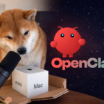 Foto van Koda met onze kantoor-Mac Mini voor OpenClaw, waarop OpenClaw en lokale modellen draaien.